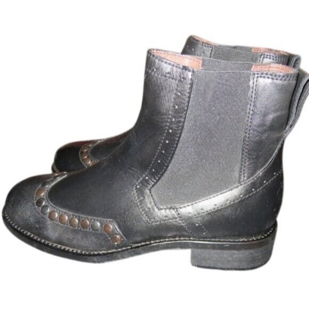 BOEMOS Chelsea Italian Leather Ankle Boots Embellished Studded Size 40